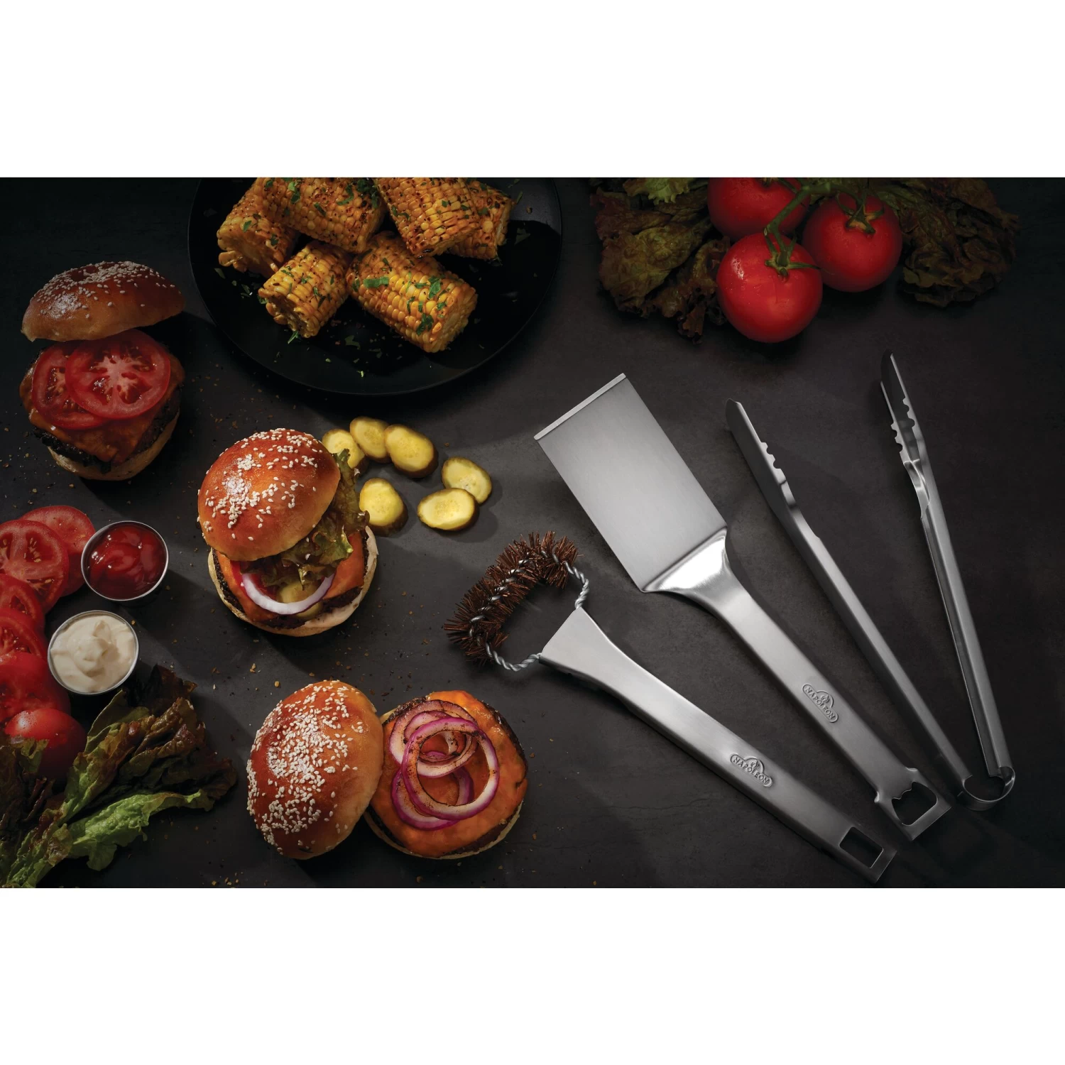 Napoleon TravelQ 3-Piece Stainless Steel BBQ Toolset - Image 3
