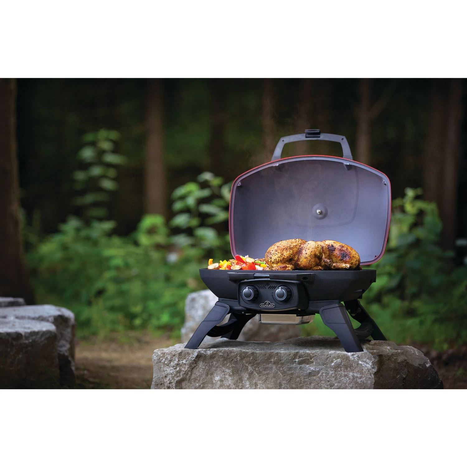 Napoleon TravelQ 285 Portable Propane Gas Grill With Griddle - Red - Image 2