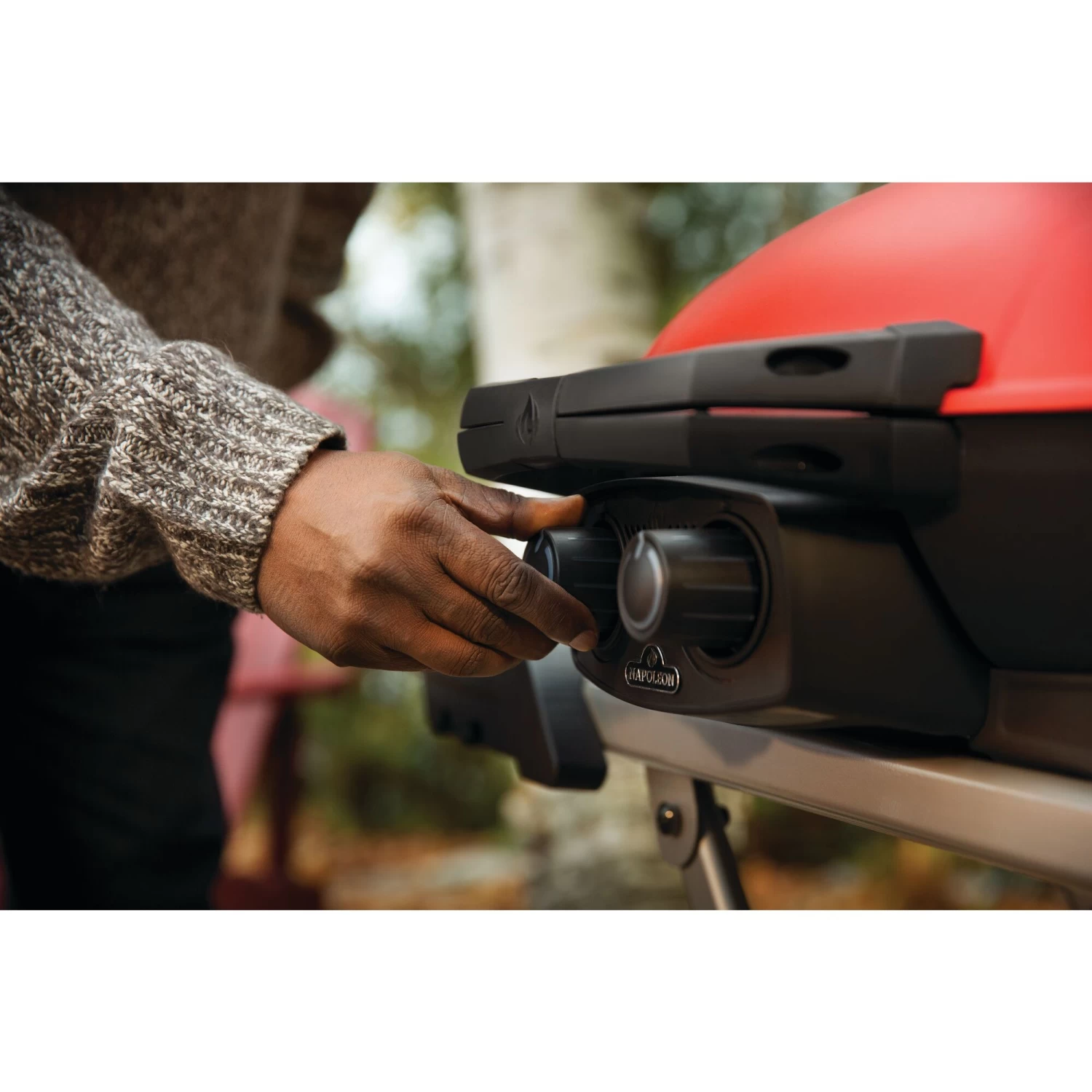 Napoleon TravelQ 285X Portable Propane Gas Grill And Scissor Cart With Griddle - Red - Image 9