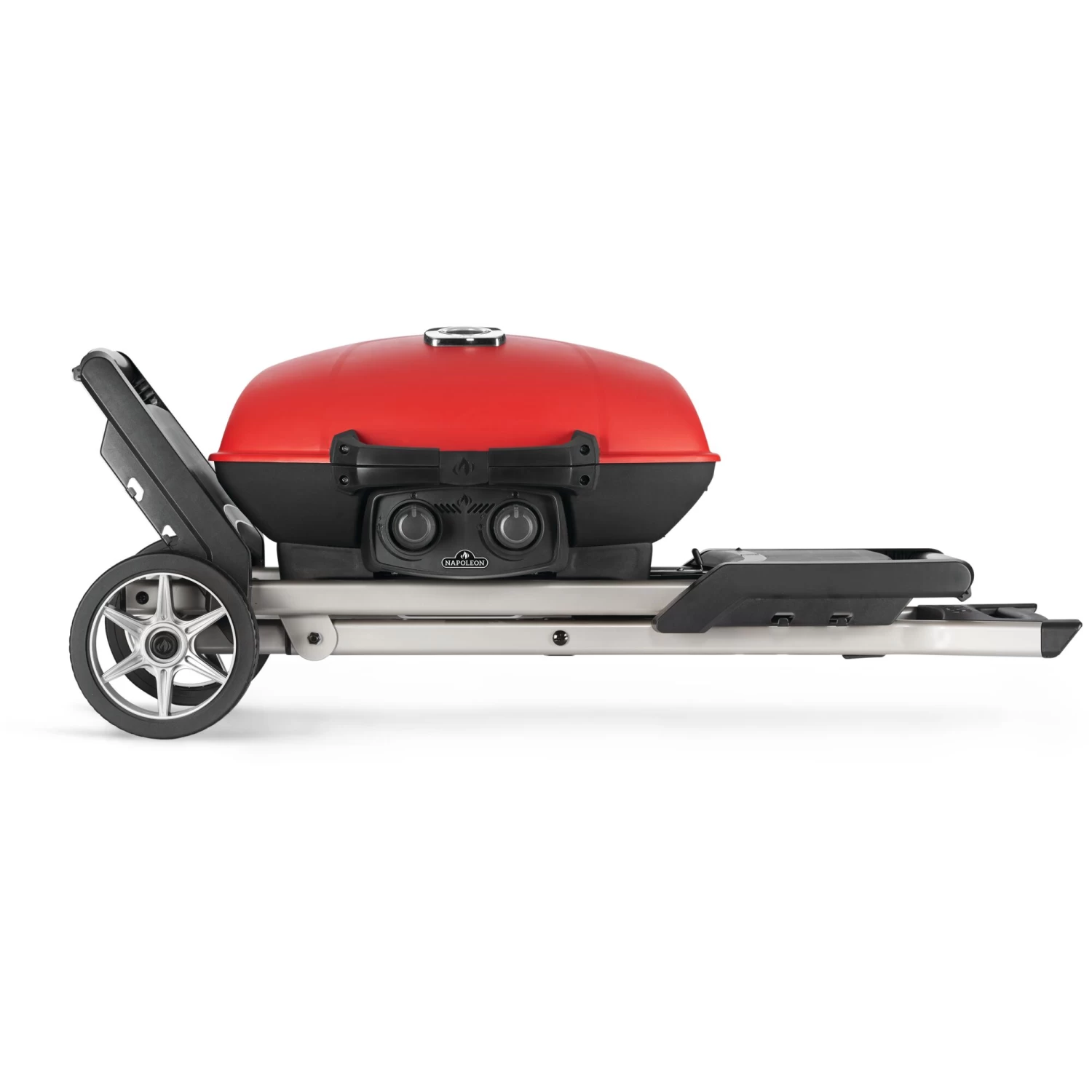 Napoleon TravelQ 285X Portable Propane Gas Grill And Scissor Cart With Griddle - Red - Image 6