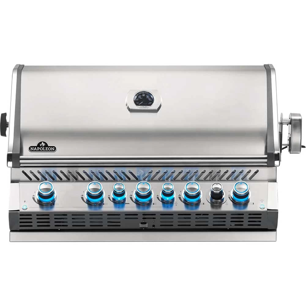 Napoleon Prestige PRO 665 Built-In Propane Gas Grill With Infrared Rear Burner And Rotisserie Kit
